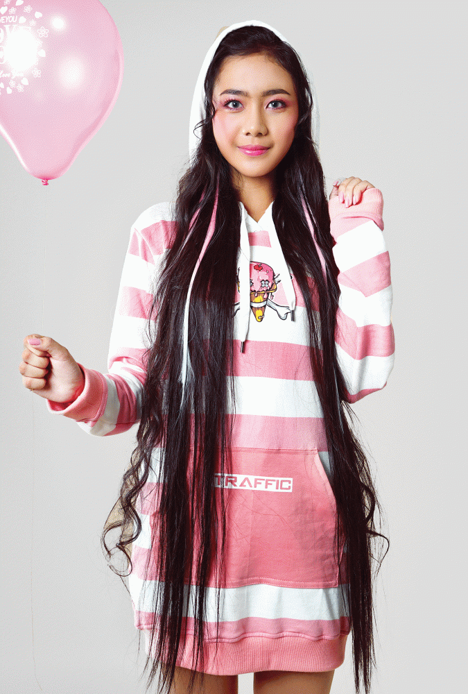 Pink and white Stripe Hoodie 